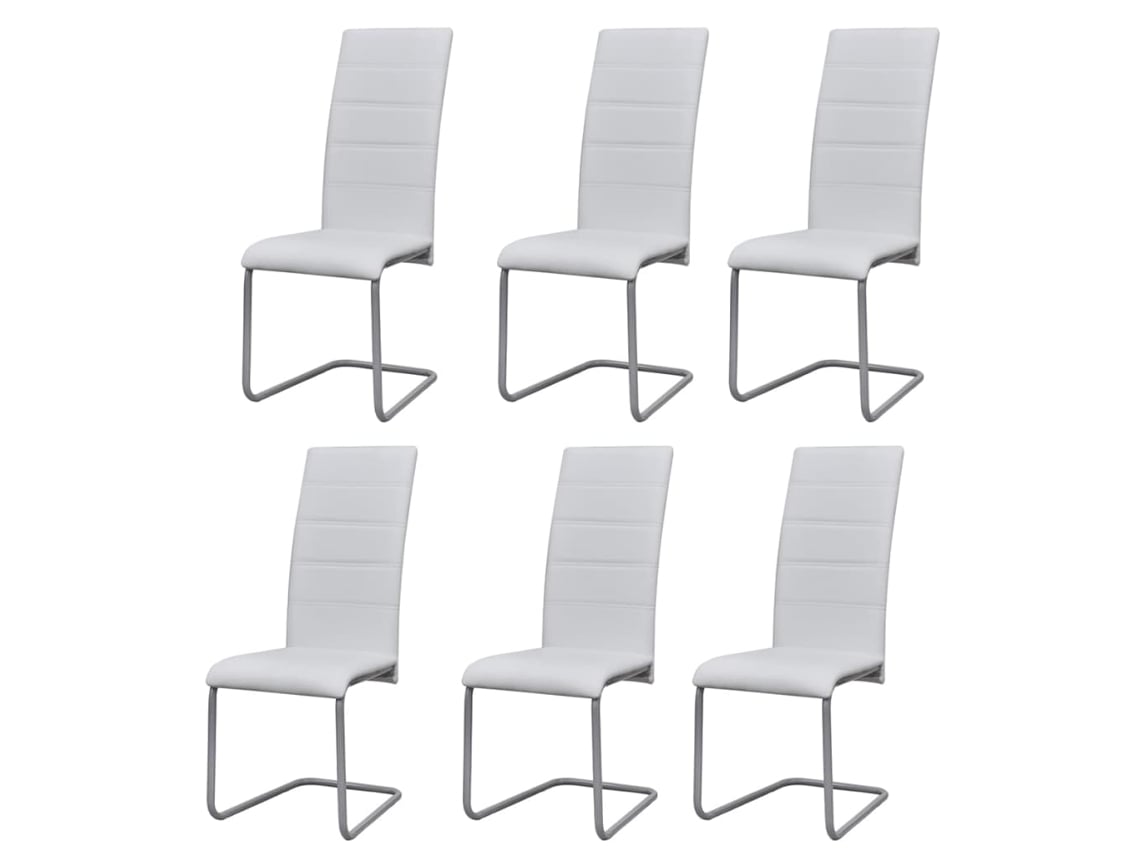 Conjunto 6 Cadeira de sala VIDAXL Branco Couro Artificial