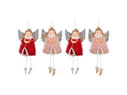 Decoração de Natal Anjo Boneca Pingente Árvore Enfeites Pendurados Artesanato de Natal Decorações de Elfos Vermelhorosa