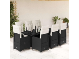 Vidaxl 9 Pcs Conjunto De Bistrô P/ Jardim C/ Almofadões Vime Pe Preto