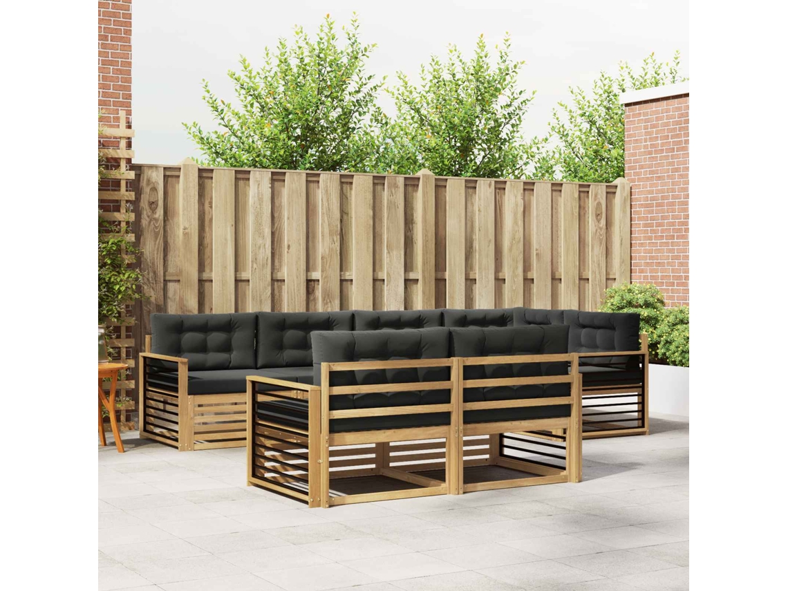 Vidaxl Conjunto De Sofás Para Exterior 7 Unid. Branco E Antracite