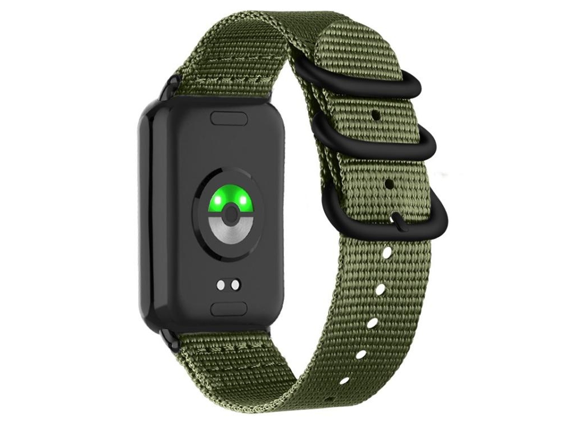 Bracelete Para Redmi Watch 6 / 5 / 4 - Nylon - Fivela Dupla Preta Verde Militar
