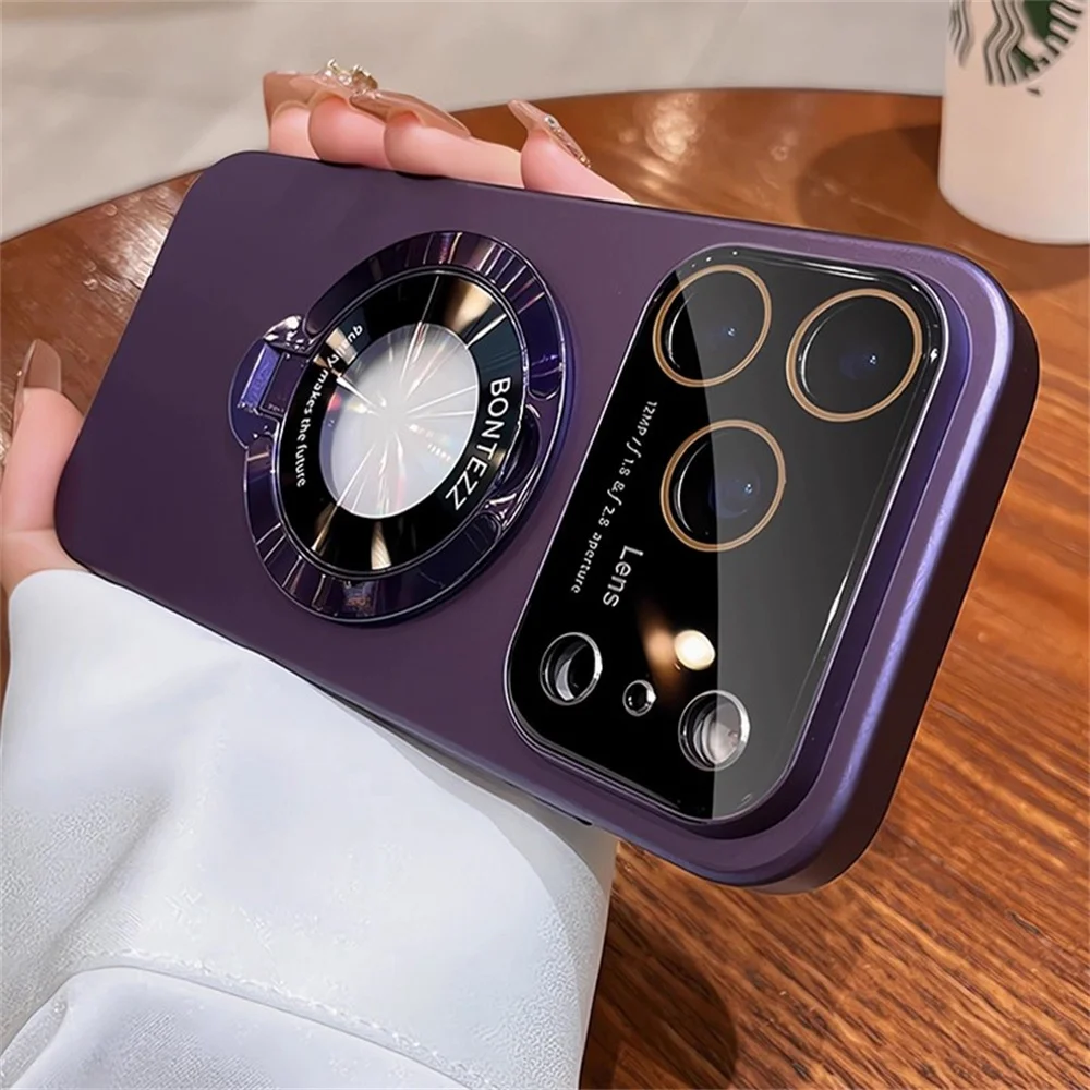 Capa Dobrável Magnética Para Iphone 14 Pro (roxo Escuro) Com Proteção Para Lente De Vidro.