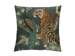 Capa De Almofada De Tigre E Pavão, Capa De Almofada De Sofá, Almofada Quadrada Decorativa Moderna Para Sala De Estar, Almofada De Cama, Área Externa