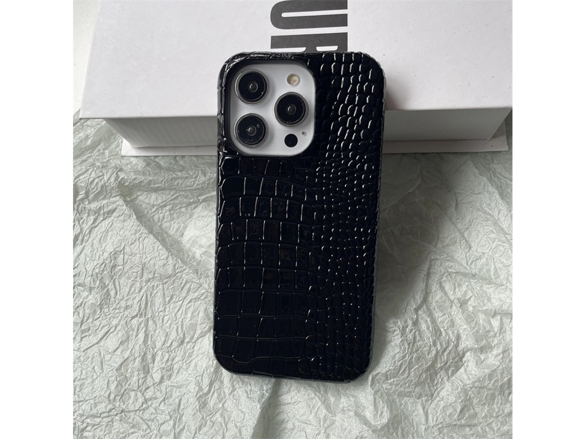 Capa Para Iphone 17 Pro Com Padrão Irregular De Couro De Crocodilo, Meia Capa Em Cor Sólida Estilo Retrô.