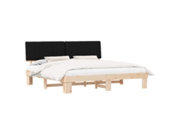 Estrutura de Cama com Cabeceira Estofada Preto 200x200 cm MAISON EXCLUSIVE