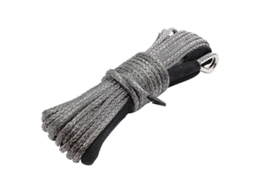 Corda Sintética Para Guincho 15m 7700 Lbs Com Mangueira Protetora - Resistente Para Off-road E Recuperação Preto Cinza