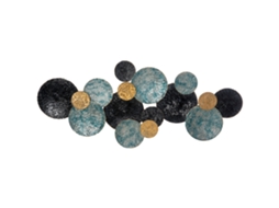 Arte 3d Metal 121x53cm Dourado Preto Azul Moderna Parede VOLTEDGE