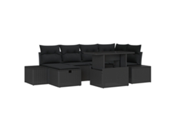 Conjunto 7 Conjunto De Sofá De Jardim Vidaxl Preto Vime Pe (55 X 55 X 37 Cm)
