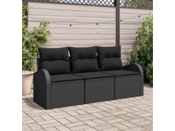 Vidaxl Conjunto de Sofá de Jardim 3 Pcs Preto Rattan Sintético