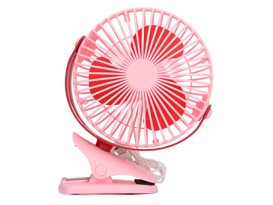 Ventilador Usb Portátil Clip Ângulo Ajustável Rosa