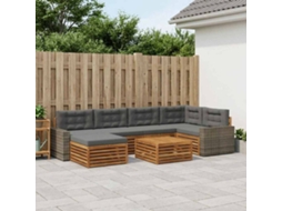 Vidaxl Conjunto De Sofás Para Exterior 7 Pcs Natural E Antracite