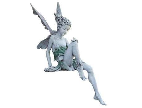 Homyl Garden Statuette Fada Sentada Resina 15x6 Cm Decoração Exterior