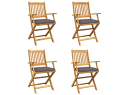 Conjunto 4 Assentos Exteriores Vidaxl Castanho Madeira De Acácia Maciça (49 X 57,5 X 92cm)