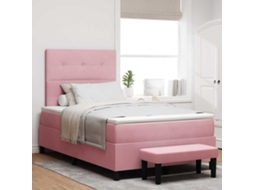 Vidaxl Cama Box Com Cabeceira Rosa 190 X 120 Cm Veludo