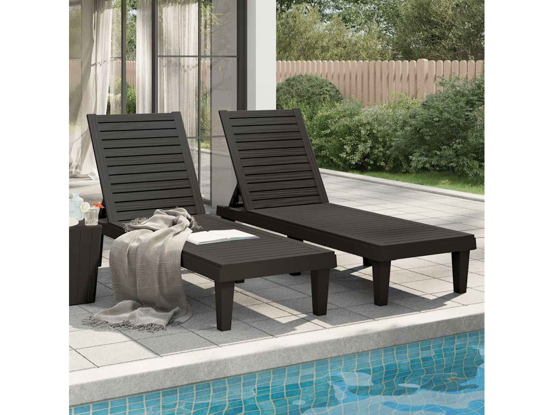 Vidaxl Espreguiçadeira 2 Pcs 155x58x83 Cm Polipropileno Preto