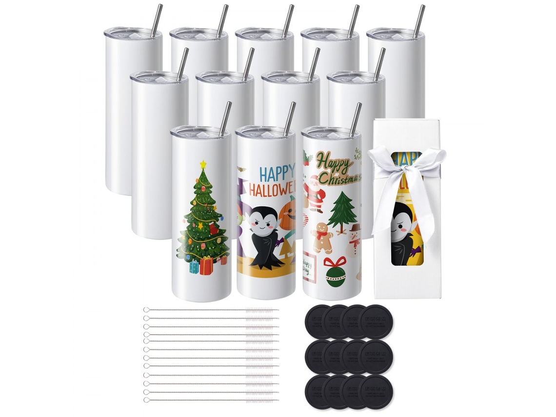 Conjunto De 12 Copos Sublimáveis Inox 95 Cl Com Parede Dupla Tekmaquinas
