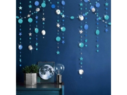 Kit De Guirnalda De Puntos Circulares Plata Azul Hielo Para Decoración De Fiesta Estrella Brilla Azul Marino