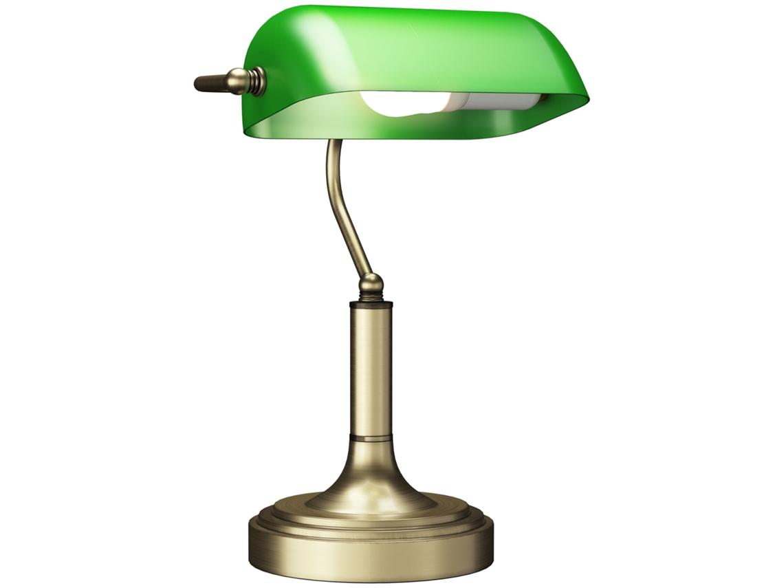 Lâmpada de Mesa Banquero E27 com Cúpula Ajustável e Interruptor Basculante verde para Casa,escritório e Biblioteca BTFORUS