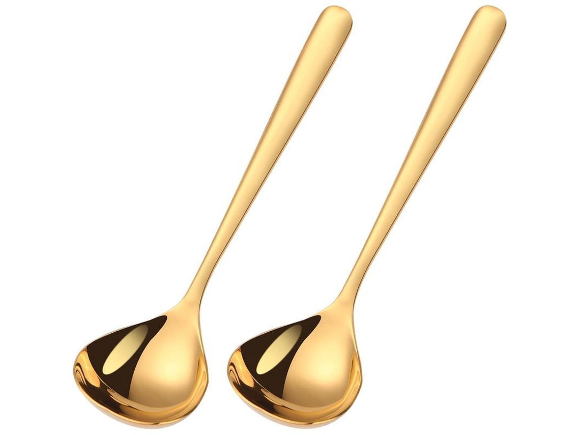 2026 cuchara de Sopa de Acero Inoxidable Dorado Seguro para Lavavajillas 2 Piezas