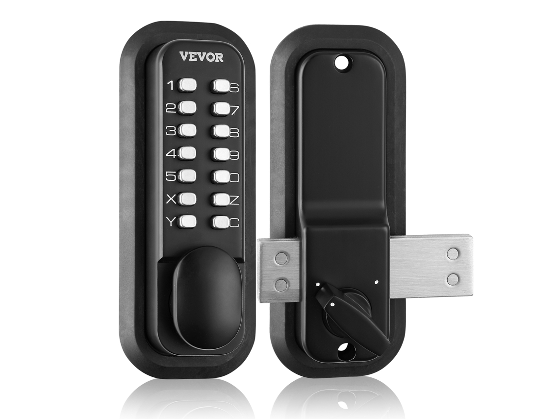 Fechadura Mecânica de Porta de Entrada Sem Chave VEVOR Teclado de 14 Dígitos Conjunto de Fechaduras de Porta Externa com Trava Montada em Superfície