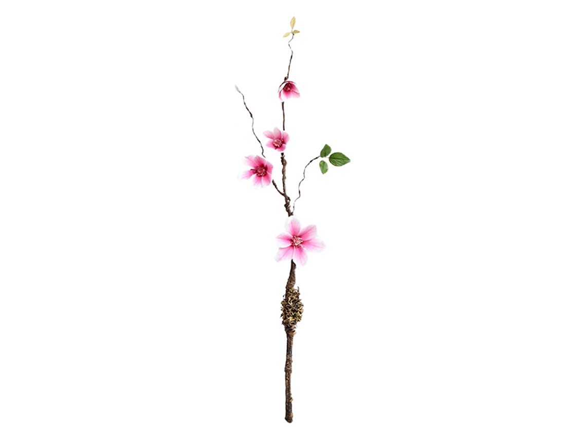 Laxiscreed Planta Artificial Magnolia Verde E Rosa Para Decoração Interior E Exterior