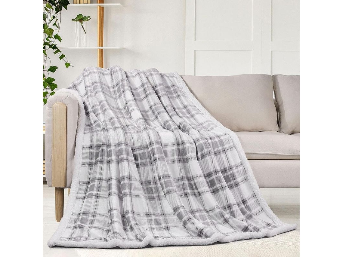 Rebe-manta Suave Plaid Para Sofá Cama Navideña Lana Flannel Peluda 51x59 Polegadas Cinza