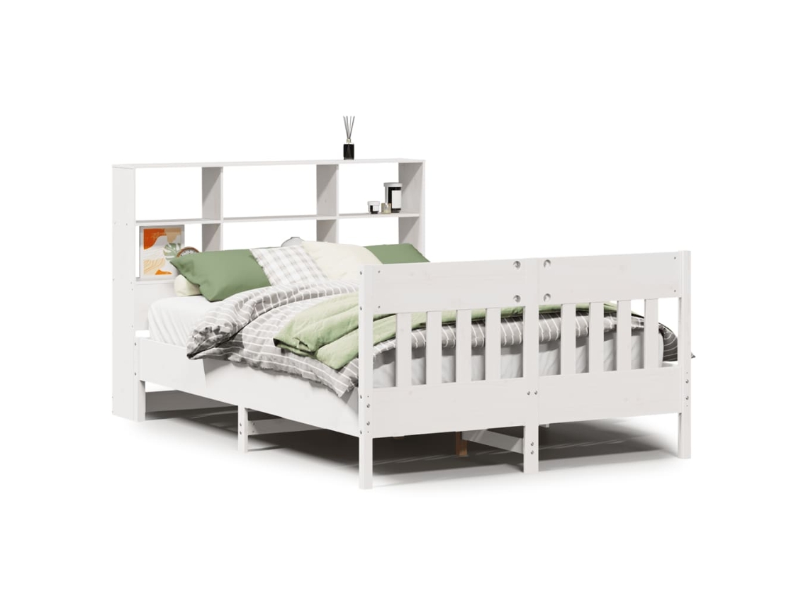 Cama Sem Colchão 160x200 cm Madeira de Pinho Maciça Branco MAISON EXCLUSIVE