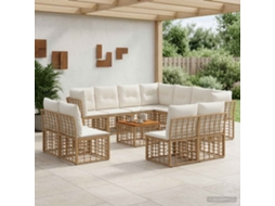 Vidaxl Conjunto De Sofás Para Exterior 12 Pcs Natural E Branco Creme