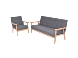 Vidaxl Conjunto De Sofás 2 Pcs Tecido Cinzento Escuro