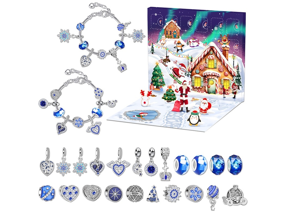 Calendário Do Advento Com Kit De Pulseiras De Natal, 24 Grades Elysve