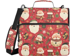 Organizador Pasta Xadrez De Papai Noel Com Alça Ombro, Vários Sacos De 3, 8cm, 3 Porta Lápis Com Sino