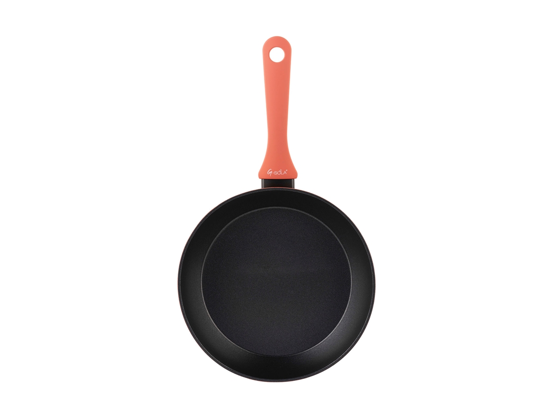 Frigideira Rainbow Red 24 cm G-SOLA – Alumínio forjado, antiaderente Xylan 2 camadas, fundo Edge to Edge, cabo soft touch, indução e lava-louças