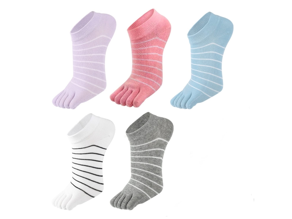 Conjunto de 5 Meias Femininas Algodão com Costura Suave para Ioga AQUAFORGE