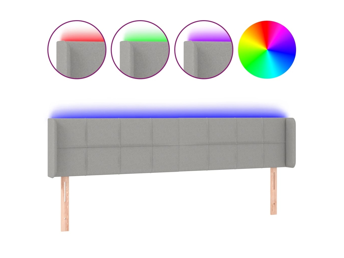 Cabeceira Cama com Luzes Led Tecido Cinza claro MAISON EXCLUSIVE (183x16x78 cm)