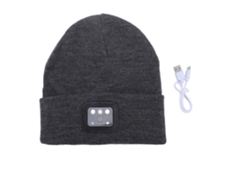 2026 gorro Unisex de Invierno Tejido Con Linterna Led Recargable Usb para Mujer Hombre Talla Única Gris
