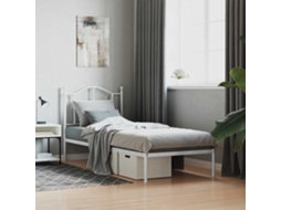 Vidaxl Estrutura De Cama Com Cabeceira 90x200 Cm Metal Branco