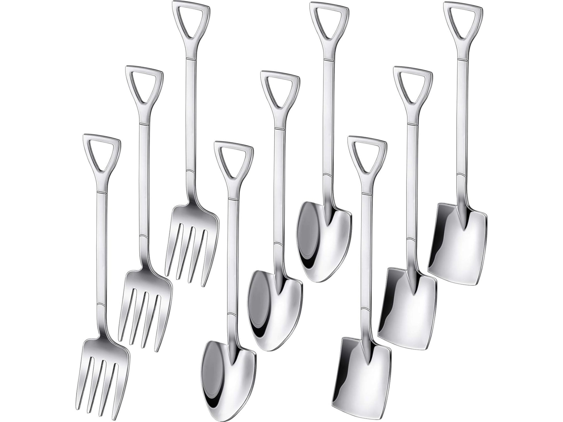 9 Peças Jantar de Sobremesa em Aço Inoxidável