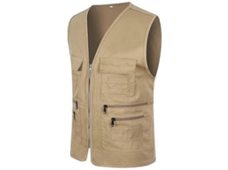 Colete Sem Manga Para Homem Com Múltiplos Bolsos Para Pesca Caça Trekking Outdoor Jaqueta Gilet Khaki