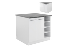Ilha de cozinha Fame-Line, 90 cm sem bancada, branco brilhante/branco, VICCO