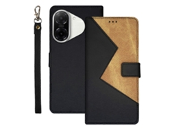Capa De Couro Idewei Para Xiaomi Redmi A5 4g (171,7 Mm) Poco C71 4g Com Compartimentos Para Cartões E Alça De Pulso Preta