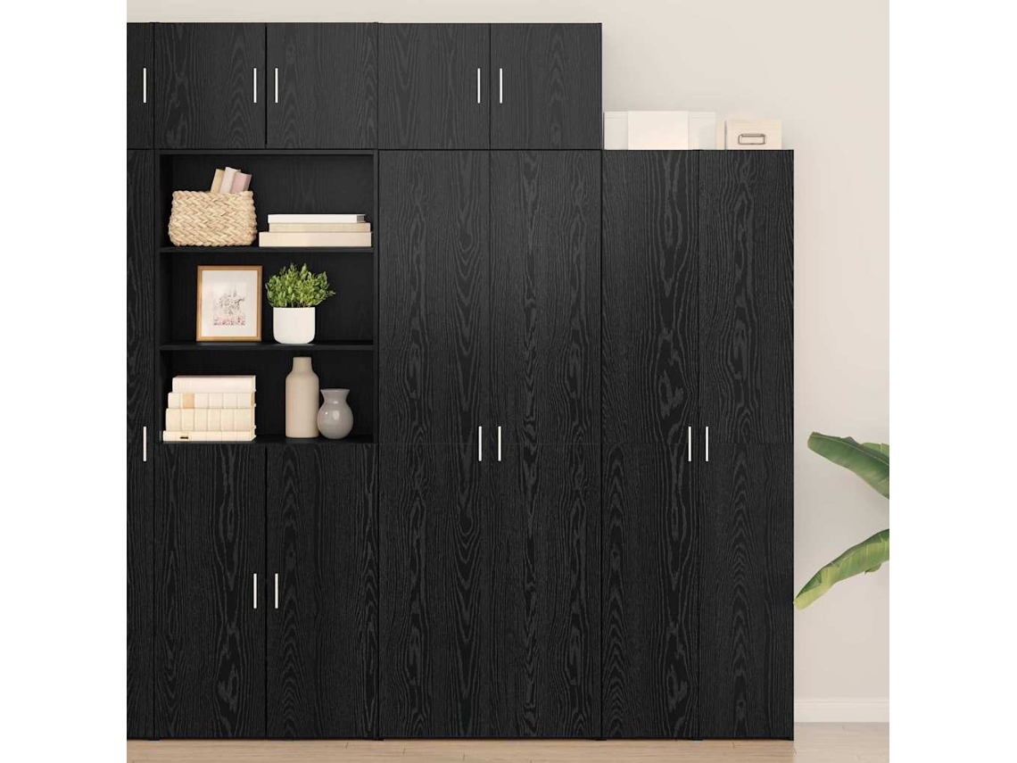 Vidaxl Armário De Arrumação 2 Unid. Carvalho Preto 70 X 42,5 X 185 Cm