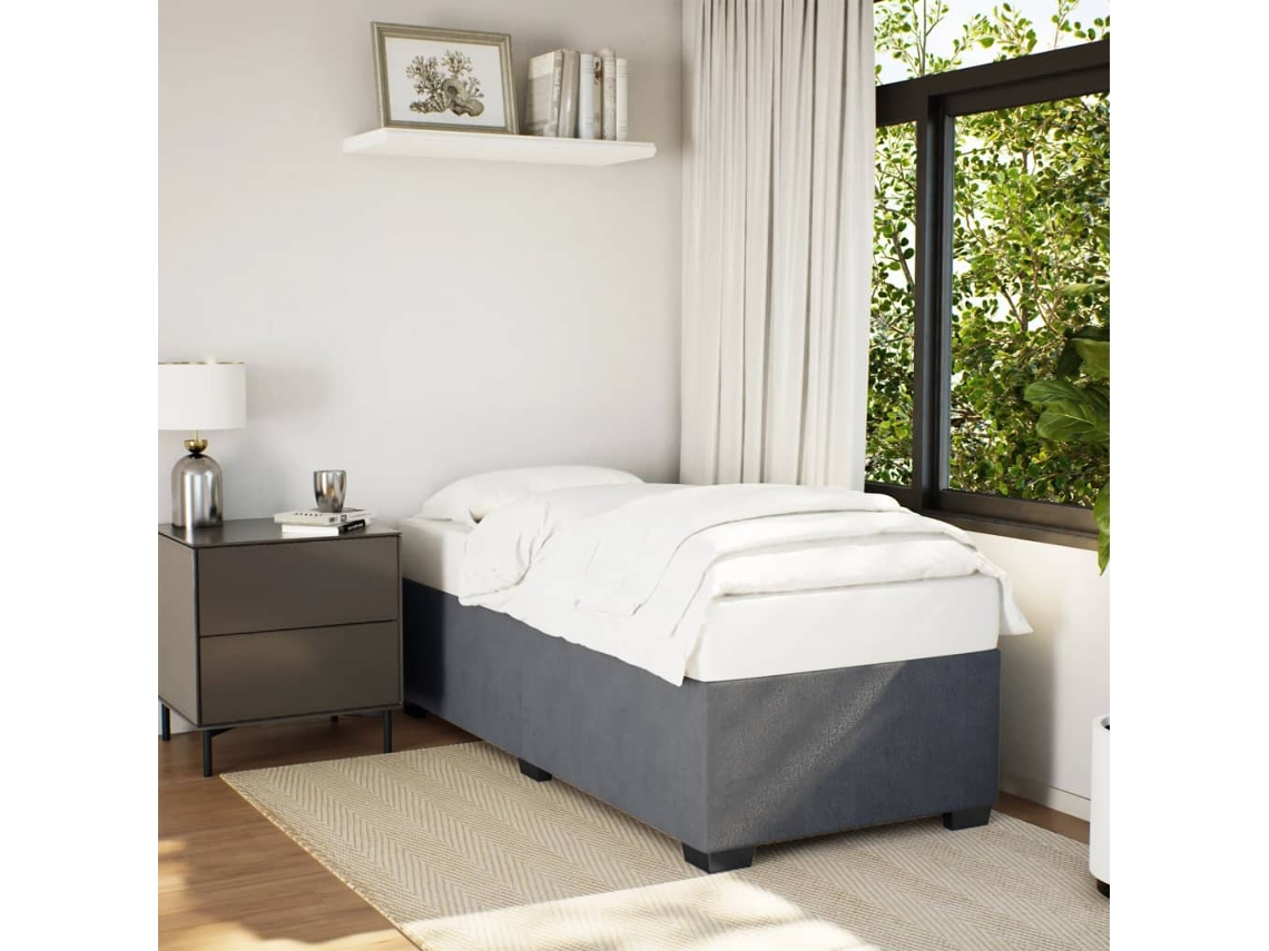 Estrutura De Cama Sem Colchão 100x200 Cm Veludo Cinzento-escuro