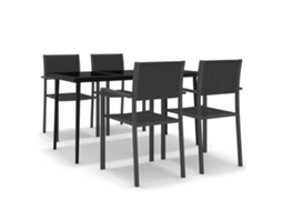 Maison Exclusive - 5 Pcs Conjunto De Jantar Para Jardim Preto