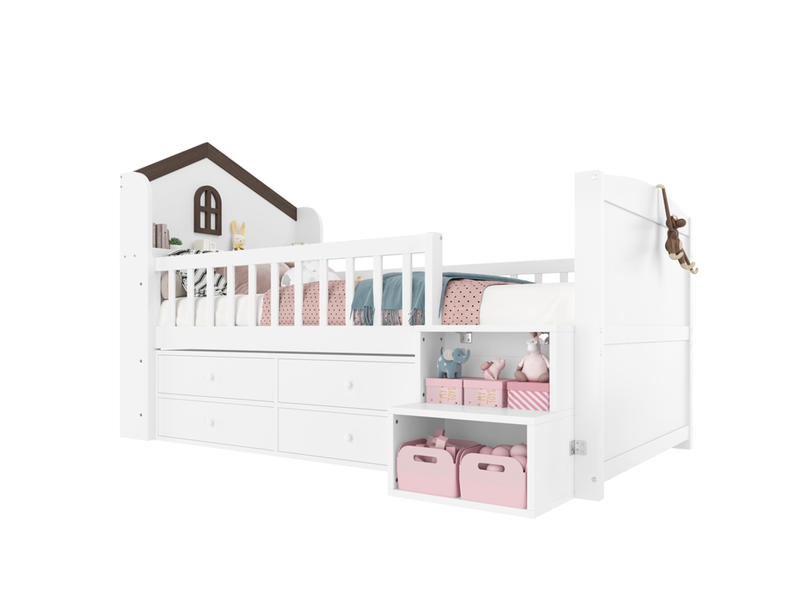 Cama Alta 90x200 com Janela e Luz Led PAPRIKA
