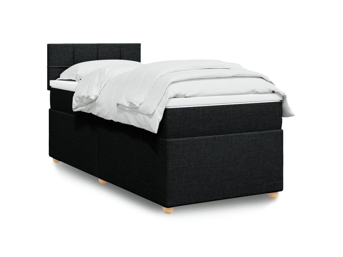 Cama Com Molas/colchão 80x200 Cm Tecido Preto