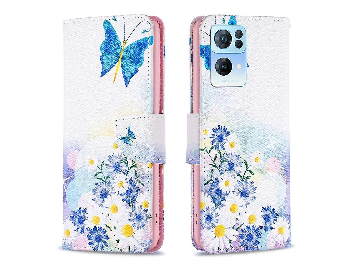 Capa De Couro Com Estampa De Desenho Global Para Oppo Reno7 5g