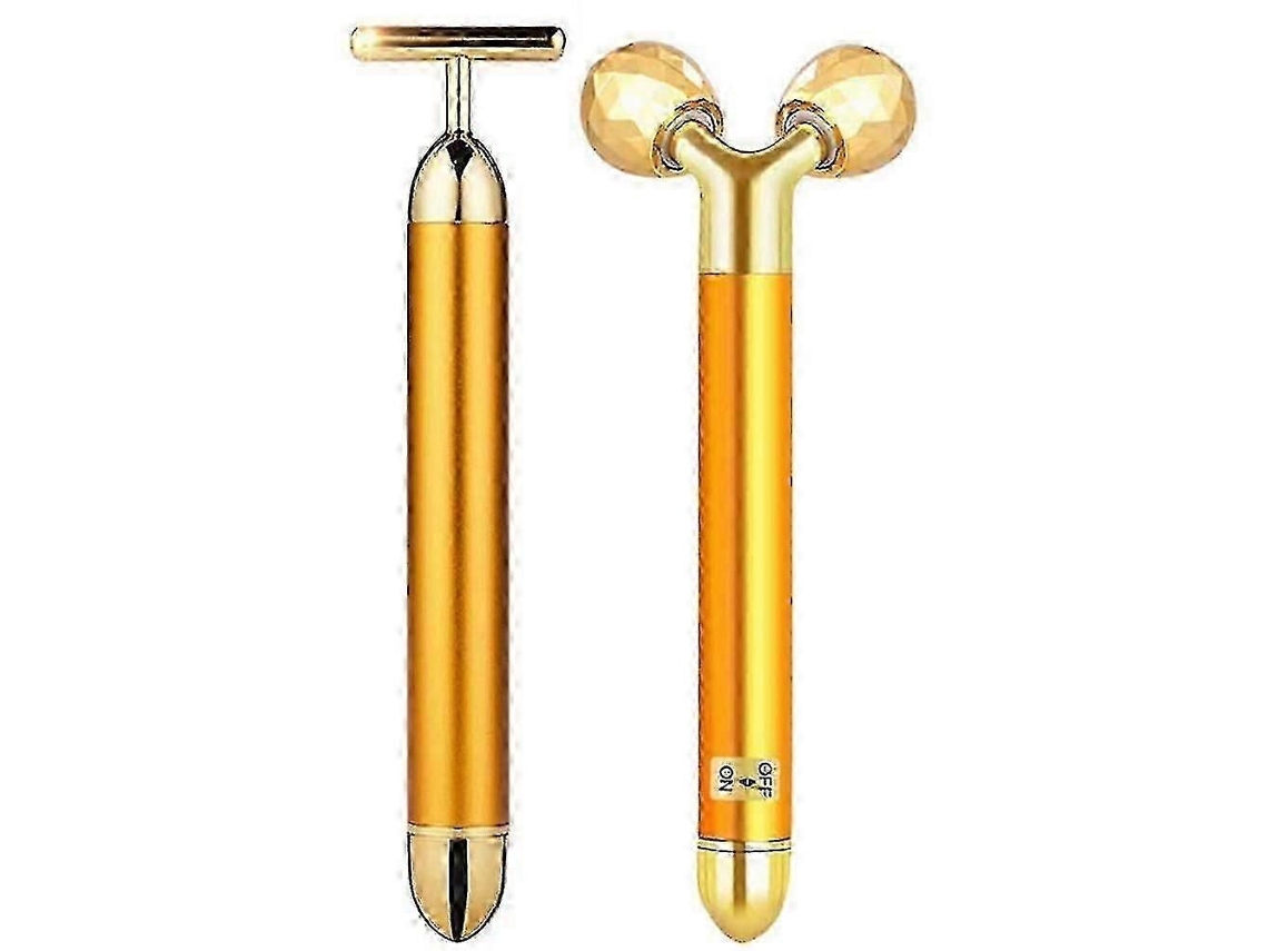Beauty Bar 2 em 1 com Massageador Facial Pulsante Ouro 24k e Almofada Portátil GOKOCO