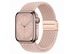 Pulseira Magnética Trançada em Nylon para Apple Watch S10 Elástica Arco-Íris, Rosa Areia, 44 45 46 49mm