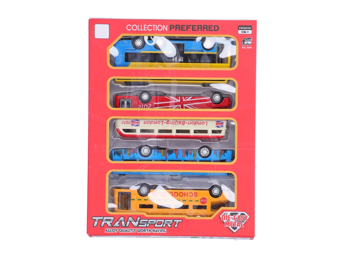 Conjunto De 4 Ônibus De Ligação Brinquedos De Retrocesso Modelos Educacionais Para Crianças