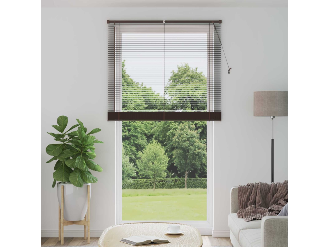 Vidaxl Cortina Veneziana Marrom Escuro Com Padrão 213 X 110 Cm 25 Mm